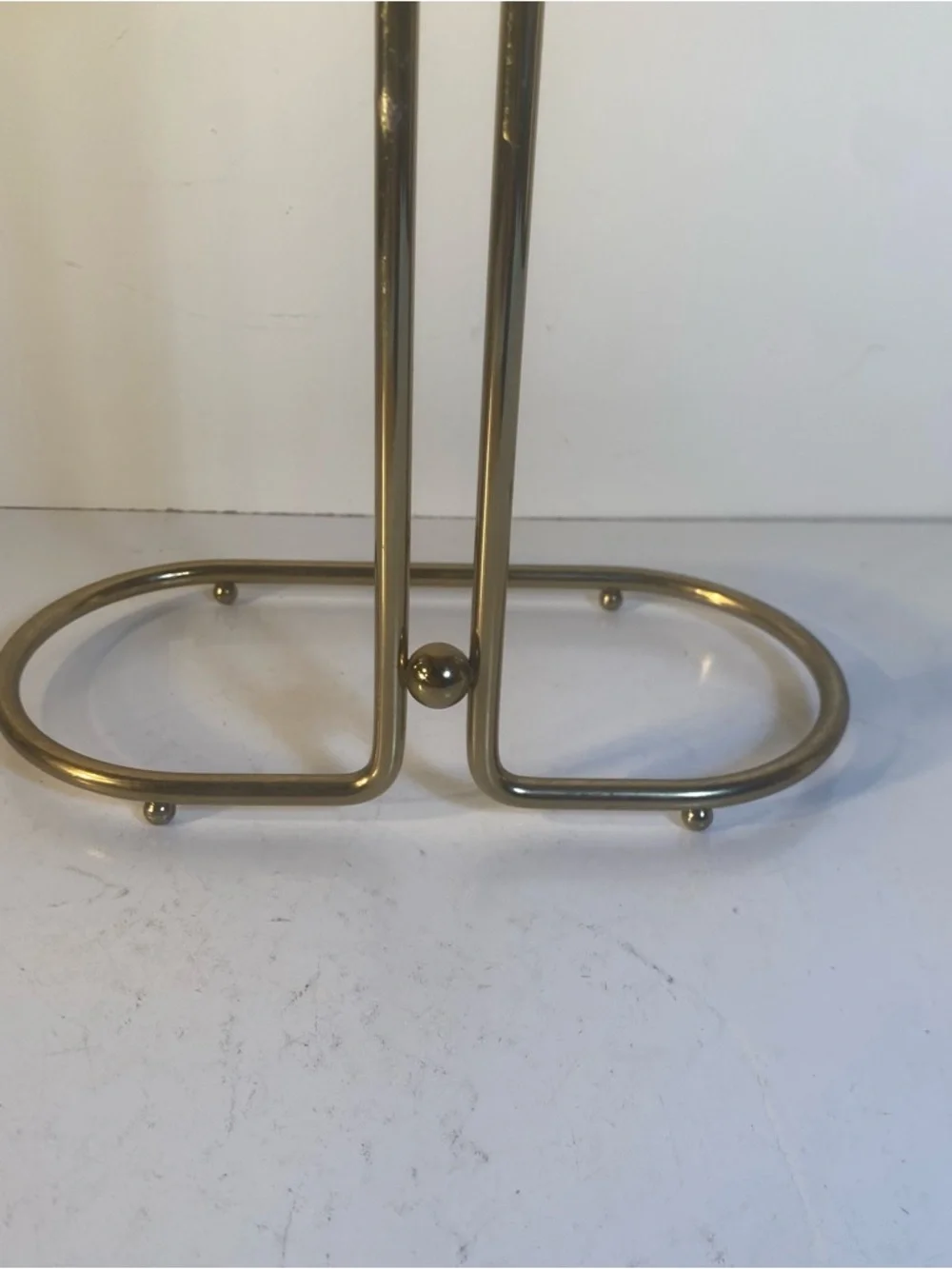Vintage MCM Gold Tone Metal Hand Towel Rack Bathroom Display 10.5” Height